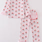 Pink christmas santa claus print girl pajamas set