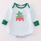 Green stripe christmas puppy applique boy bubble