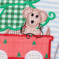 Green stripe christmas puppy applique boy bubble