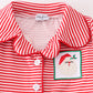 Red stripe christmas santa claus embroidery girl pajamas set