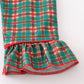 Green plaid girl ruffle pajamas set