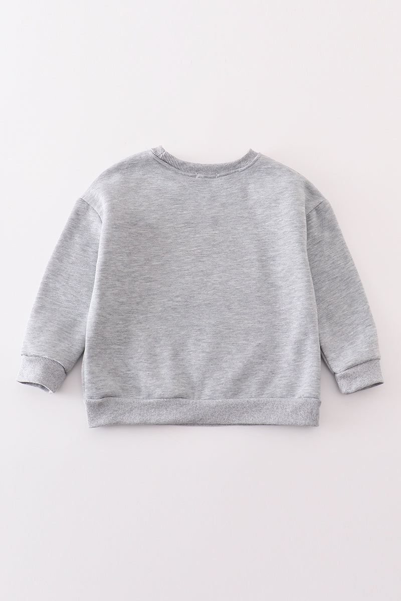 Gray MAMA&MINI applique fleece mom&me sweatshirt