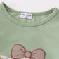 Green cow applique girl set