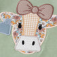 Green cow applique girl set