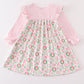 Pink watercolor christmas print girl dress