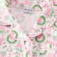 Pink watercolor christmas print girl pajamas set