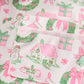 Pink watercolor christmas print girl pajamas set