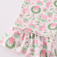 Pink watercolor christmas print girl pajamas set