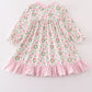 Pink watercolor christmas print girl gown