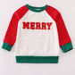 Red merry christmas french knot boy top