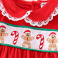 Red velvet christmas gingerbread embroidery girl bloomer set