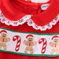 Red velvet christmas gingerbread embroidery girl ruffle romper