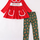 Red velvet christmas gingerbread embroidery girl set