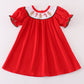 Red velvet christmas gingerbread embroidery girl bishop dress