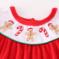 Red velvet christmas gingerbread embroidery girl bishop ruffle set