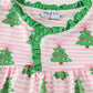 Green christmas tree print ruffle girl gown