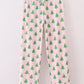 Green christmas tree print ruffle mom pajamas pants