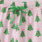 Green christmas tree print ruffle mom pajamas pants