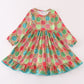 Green christmas ornaments print dress