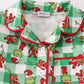 Green grinch print plaid ruffle girl pajamas set