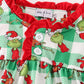 Green grinch print plaid ruffle girl gown