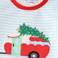 Blue christmas camper van applique boy set