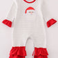 Red christmas santa claus applique stripe girl romper