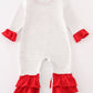 Red christmas santa claus applique stripe girl romper