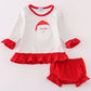 Red christmas santa claus applique stripe girl bloomer set