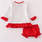 Red christmas santa claus applique stripe girl bloomer set