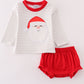 Red christmas santa claus applique stripe boy bloomer set