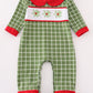 Green christmas holly embroidery boy romper