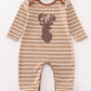 Brown stripe antler applique boy romper