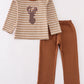 Brown stripe antler embroidery boy set