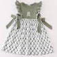 Sage christmas tree embroidery girl dress