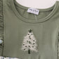 Sage christmas tree embroidery girl dress