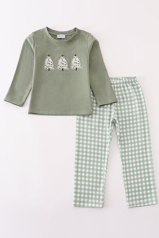 Sage christmas tree embroidery boy set