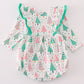 Green christmas tree print ruffle bubble