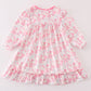 Pink nutcracker print girl ruffle gown