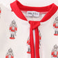 Red nutcracker print ruffle zip boy romper