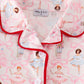 Red nutcracker print ruffle girl pajamas set