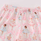 Red nutcracker print ruffle girl pajamas set