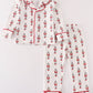 Red nutcracker print ruffle boy pajamas set