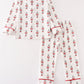 Red nutcracker print ruffle boy pajamas set