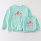 Mint nutcracker embroidery mom&me fleece sweatshirt