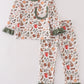 Merry christmas print girl pajamas set