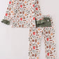 Merry christmas print girl pajamas set