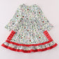 Christmas print ruffle dress