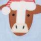 Blue christmas cow applique girl romper