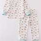 Watercolor rainbow print boy pajamas set